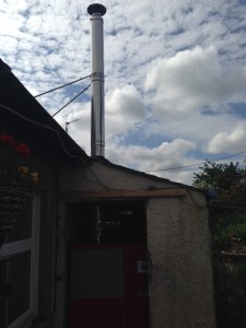 View of flue with support bars