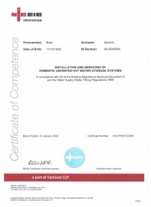 Unvented Certificate